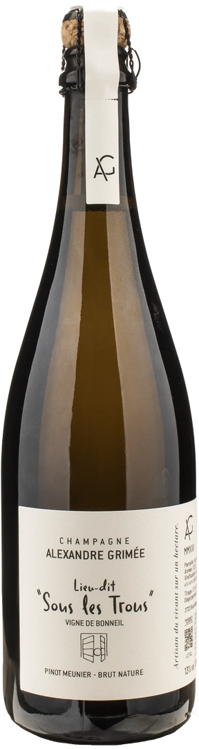 Alexandre Grimee Champagne Pinot Meunier Brut Nature Sous le Trous 2022 - Bottle Hero
