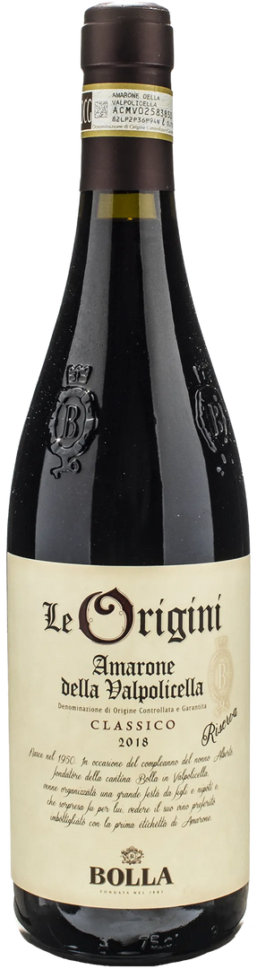 Bolla Amarone della Valpolicella Classico Le Origini Riserva 2018 - Bottle Hero