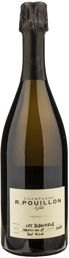 R. Pouillon Champagne 1er Cru Brut Nature Les Blanchiens 2018 - Bottle Hero
