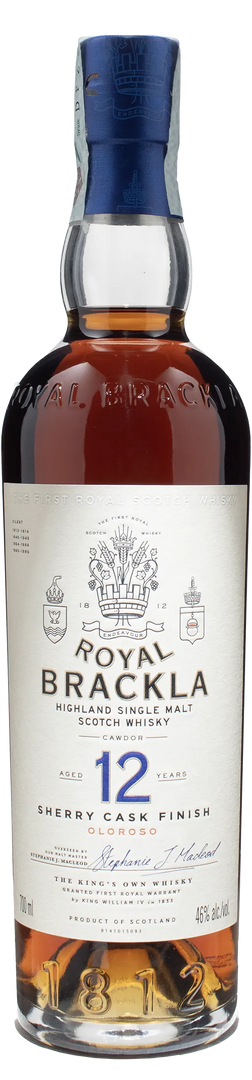 Royal Brackla Higlland Single Malt Scotch Whisky 12 Y.O. Sherry Cash Finish Oloroso 0.7L - Bottle Hero